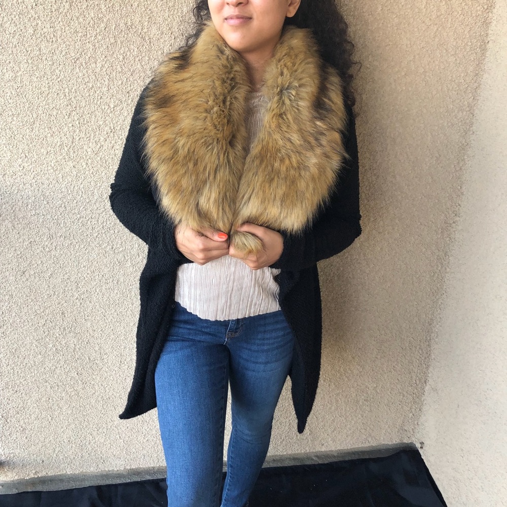 Black Moden Fur Cardigan Size Medium